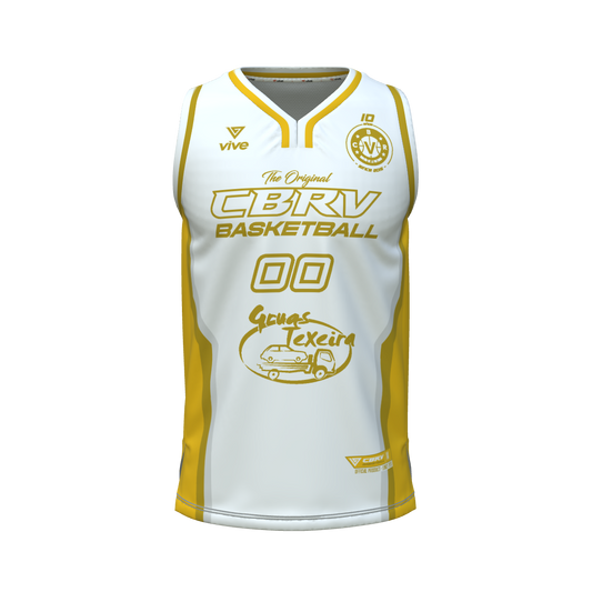 19. CAMISETA BASKET EVOLUTION BLANCA AMARILLA JUNIOR FEM (Grúas Texeira)