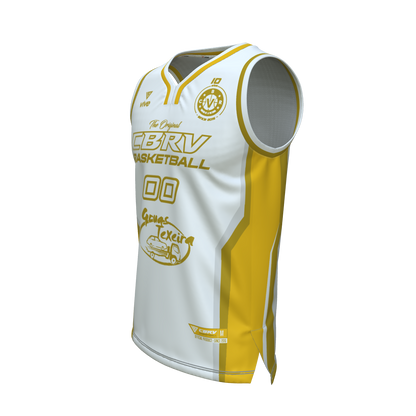 19. CAMISETA BASKET EVOLUTION BLANCA AMARILLA JUNIOR FEM (Grúas Texeira)